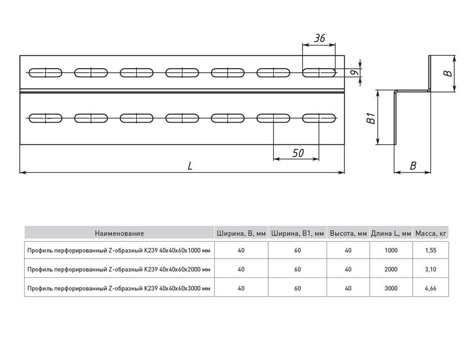Профиль перфорированный  ppz4060-2-2-INOX