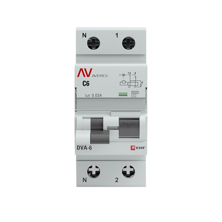 Выключатель автоматический дифференциальный  rcbo6-1pn-6C-30-ac-av