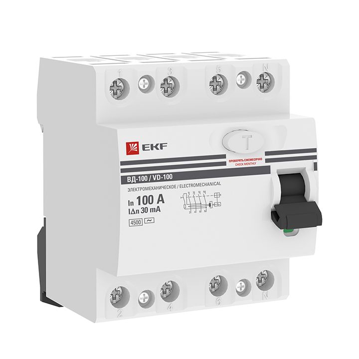 Устройство защитного отключения  elcb-4-100-30-em-pro