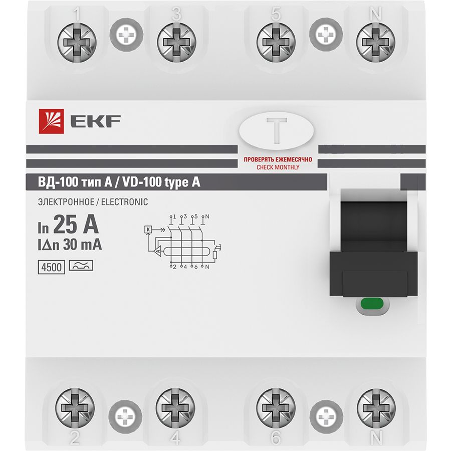 Выключатель автоматический дифференциальный  elcb-4-25-30-em-a-pro