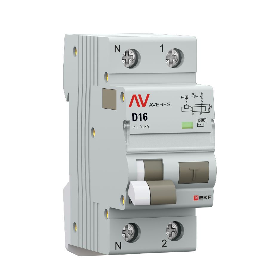 Выключатель автоматический дифференциальный  rcbo10-1pn-16D-30-ac-av