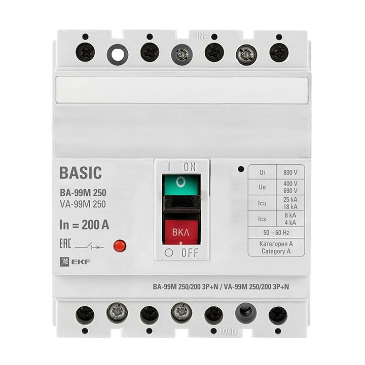 Выключатель автоматический  mccb99-250-200m-4P