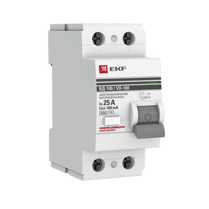 Выключатель автоматический дифференциальный  elcb-2-25-100-em-pro