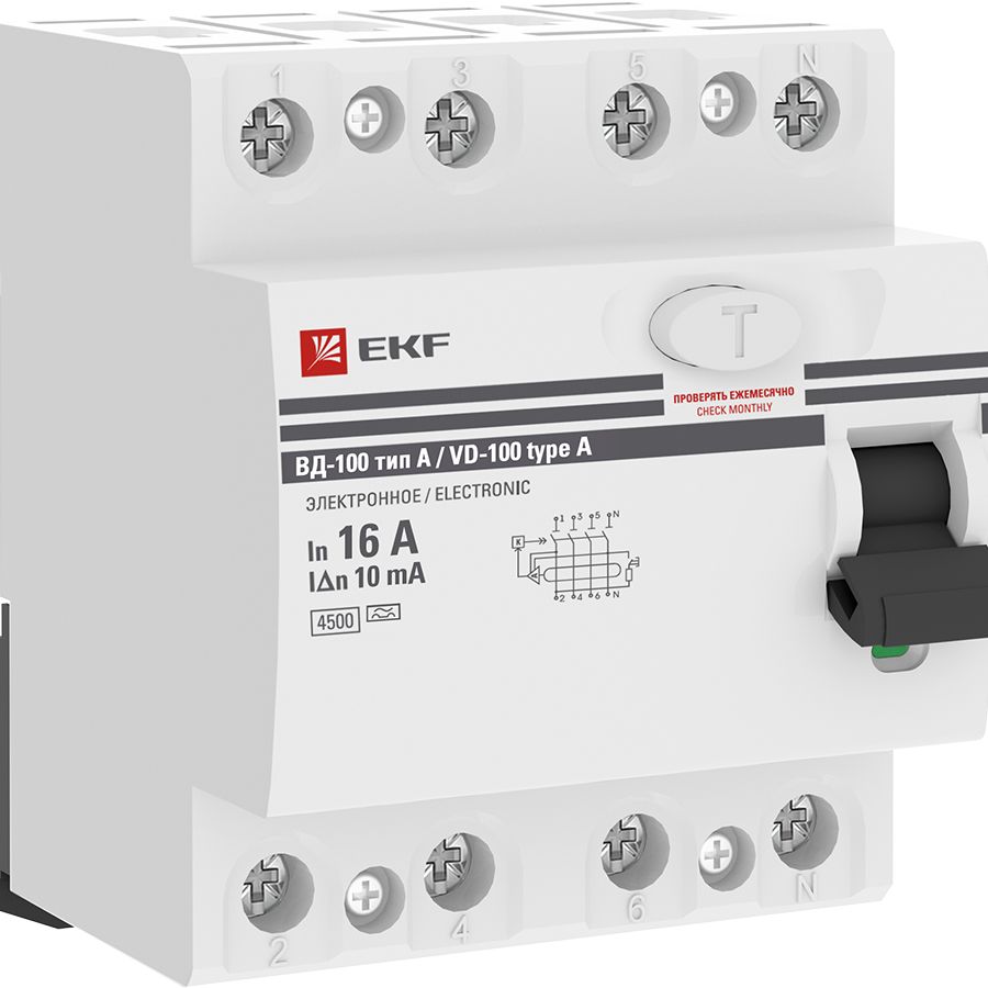 Выключатель автоматический дифференциальный  elcb-4-16-10-em-a-pro