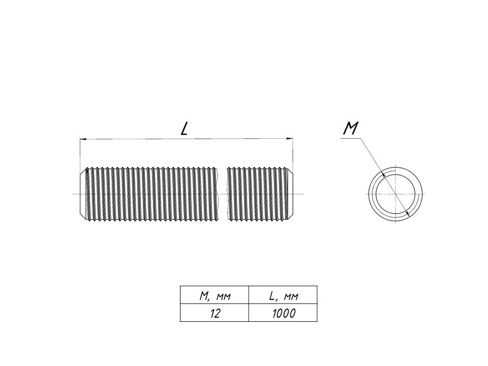 Шпилька  shpm12x1000-TDZ