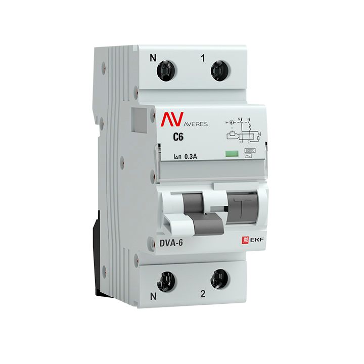 Выключатель автоматический дифференциальный  rcbo6-1pn-6C-300-ac-av