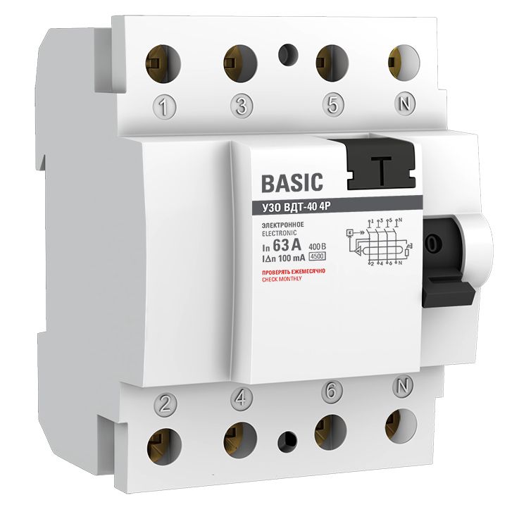 Устройство защитного отключения  elcb-4-63-100e-sim