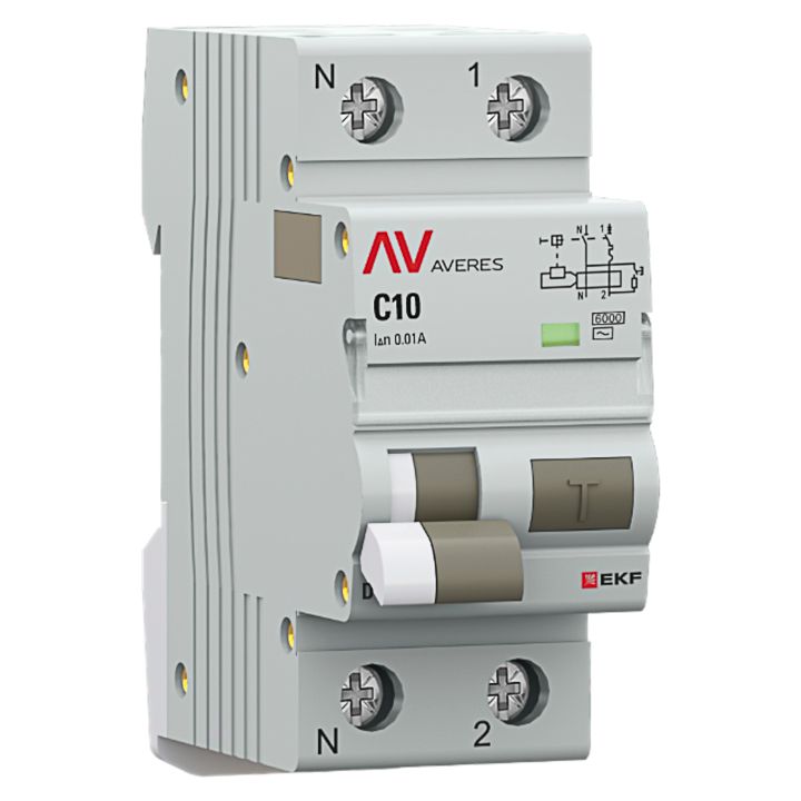 Выключатель автоматический дифференциальный  rcbo6-1pn-10C-10-ac-av