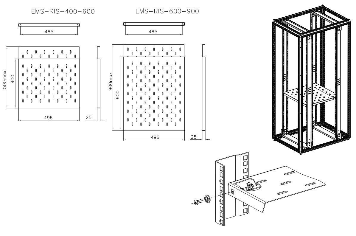 Полка приборная  EMS-RIS-600-900