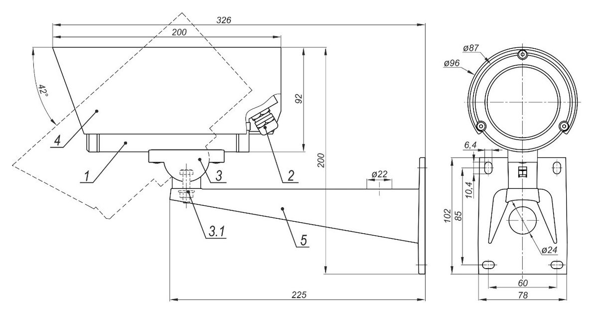 Видеокамера IP ТВК-65-IP-5-V2812-12VDC 00146