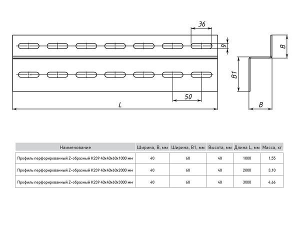 Профиль перфорированный  ppz4060-1-2-INOX