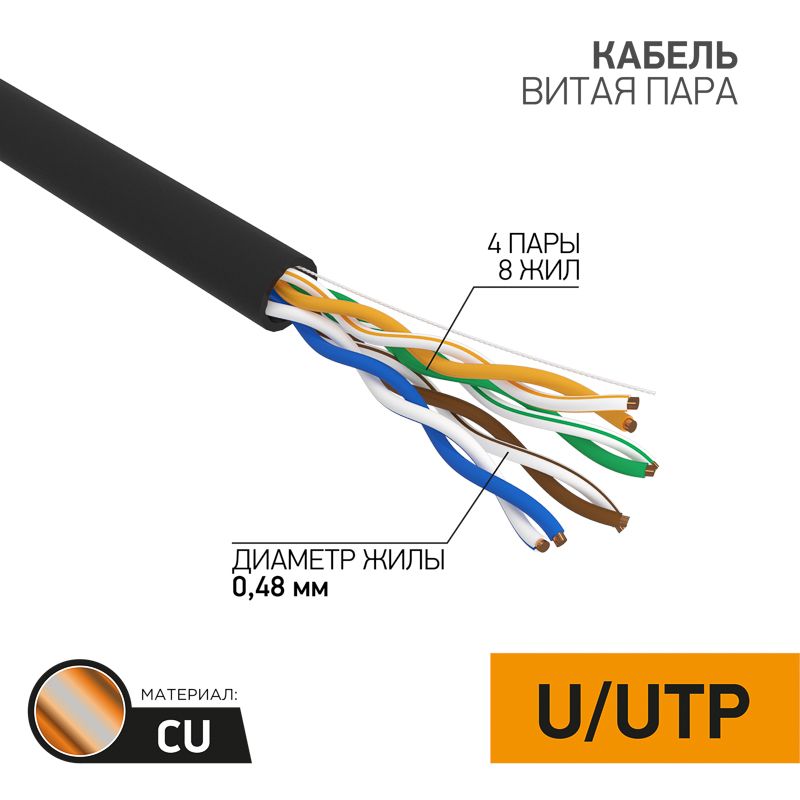 Кабель витая пара UTP 4PR 24AWG 01-0054