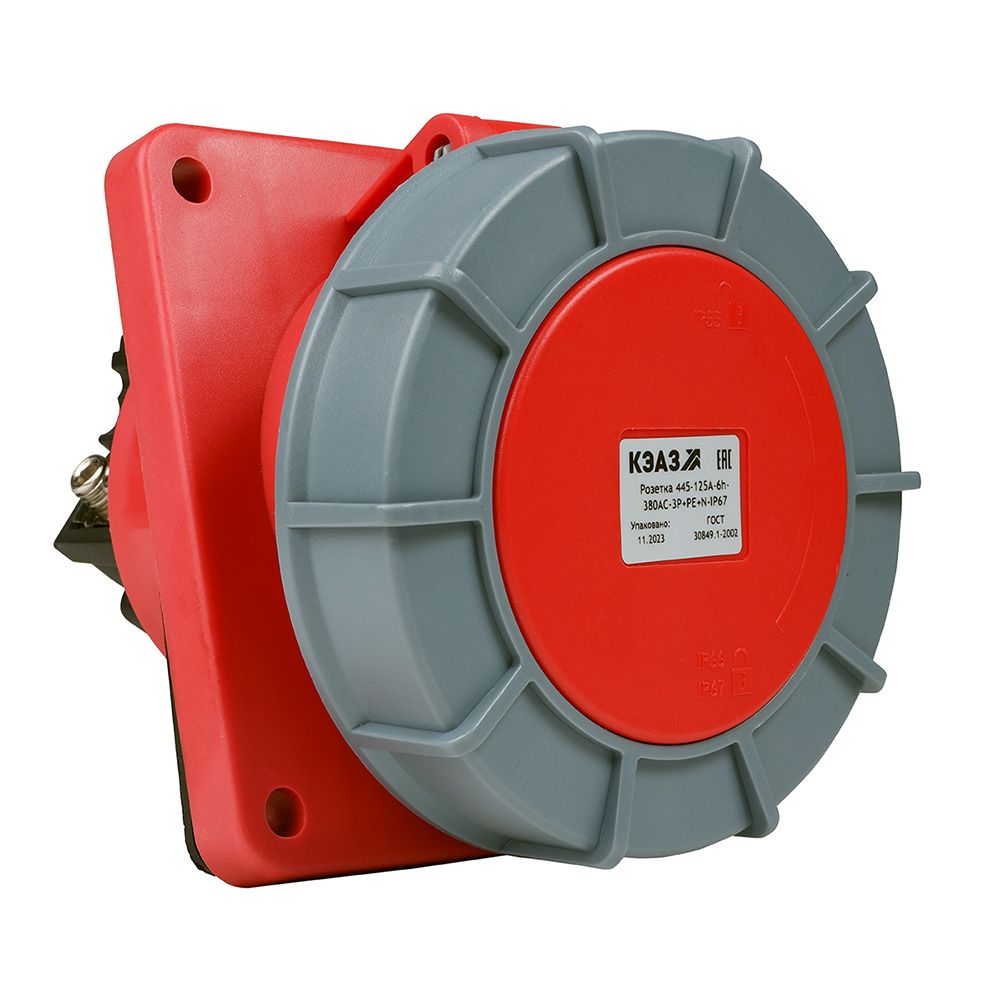Розетка силовая 445-125А-6h-380AC-3P+PE+N-IP67 332745