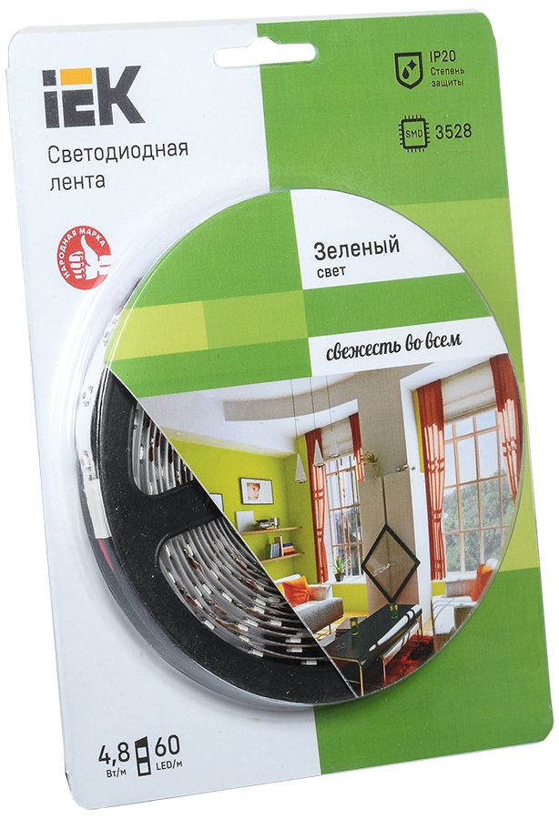 Лента светодиодная LSR-3528G60-4.8-IP20-12V LSR1-5-060-20-1-05