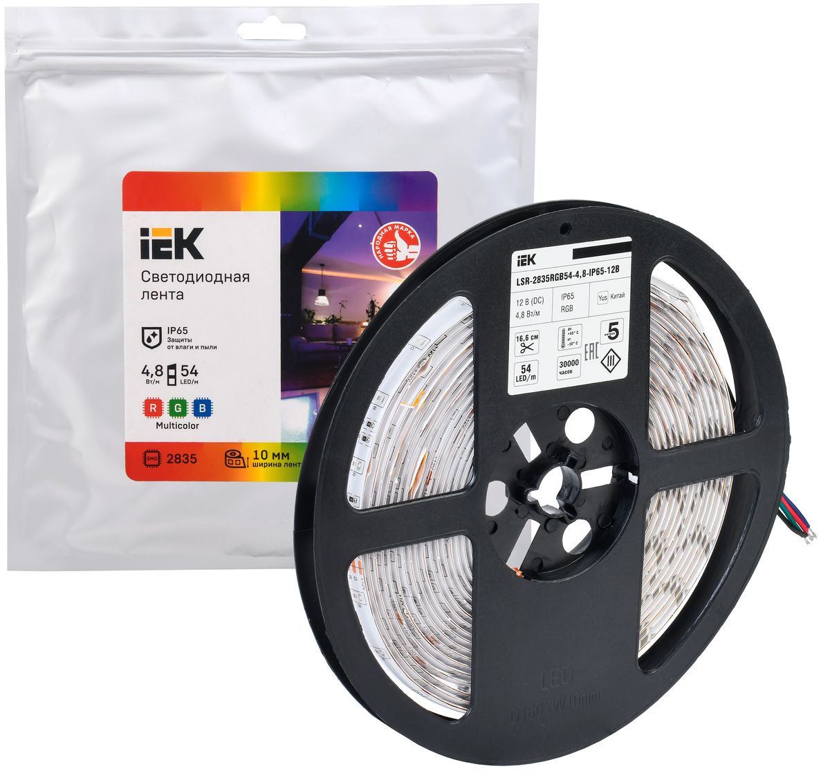 Лента светодиодная LSR-2835RGB54-4.8-IP65-12В LSR1-3-054-65-3-05