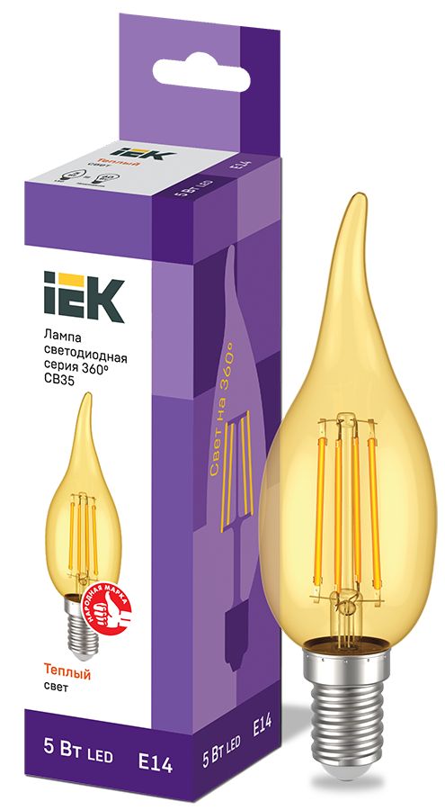 Лампа светодиодная  LLF-CB35-5-230-30-E14-CLG