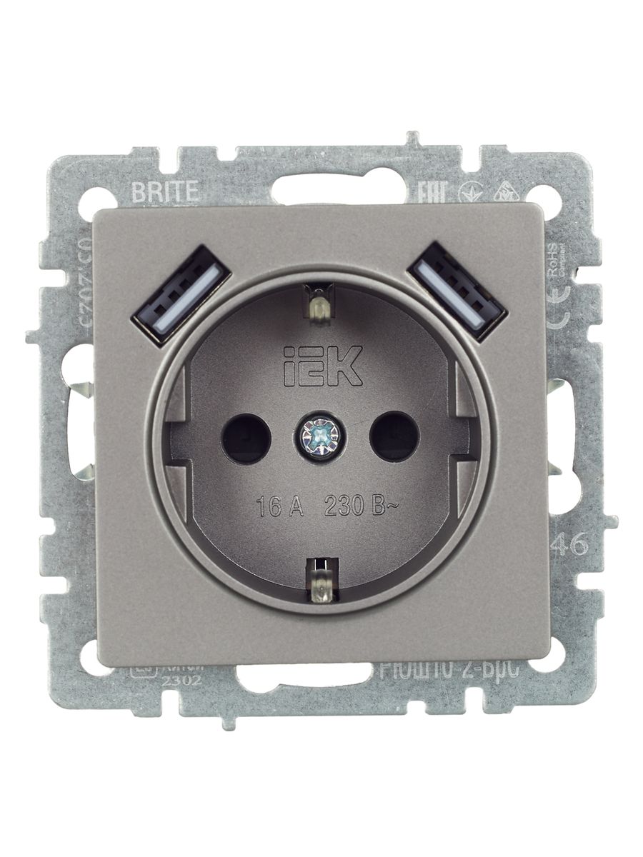 Розетка силовая РЮш10-2-БрС BR-R14-16-U21-D31-K46