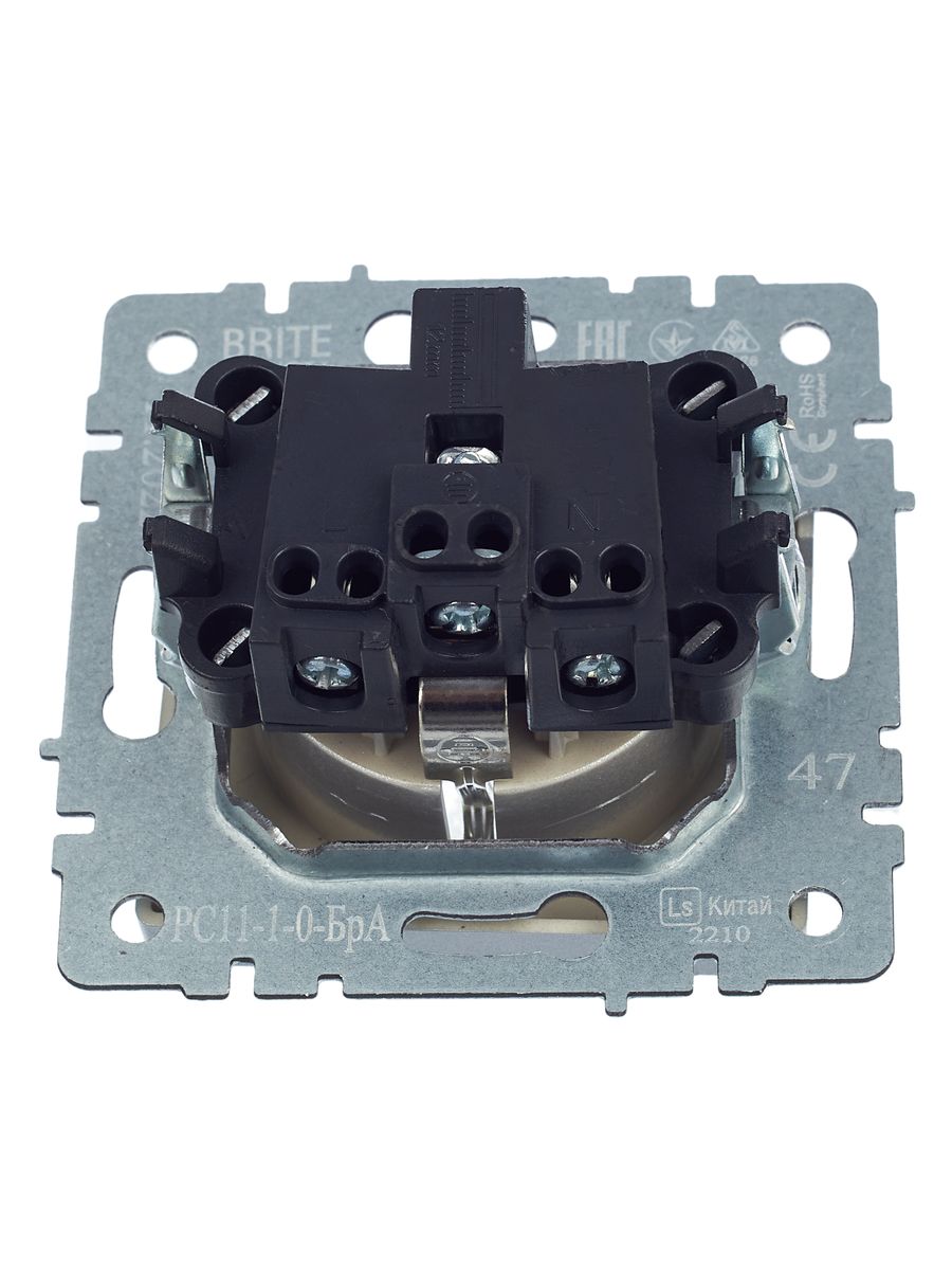 Розетка силовая РС11-1-0-БрА BR-R11-16-K47