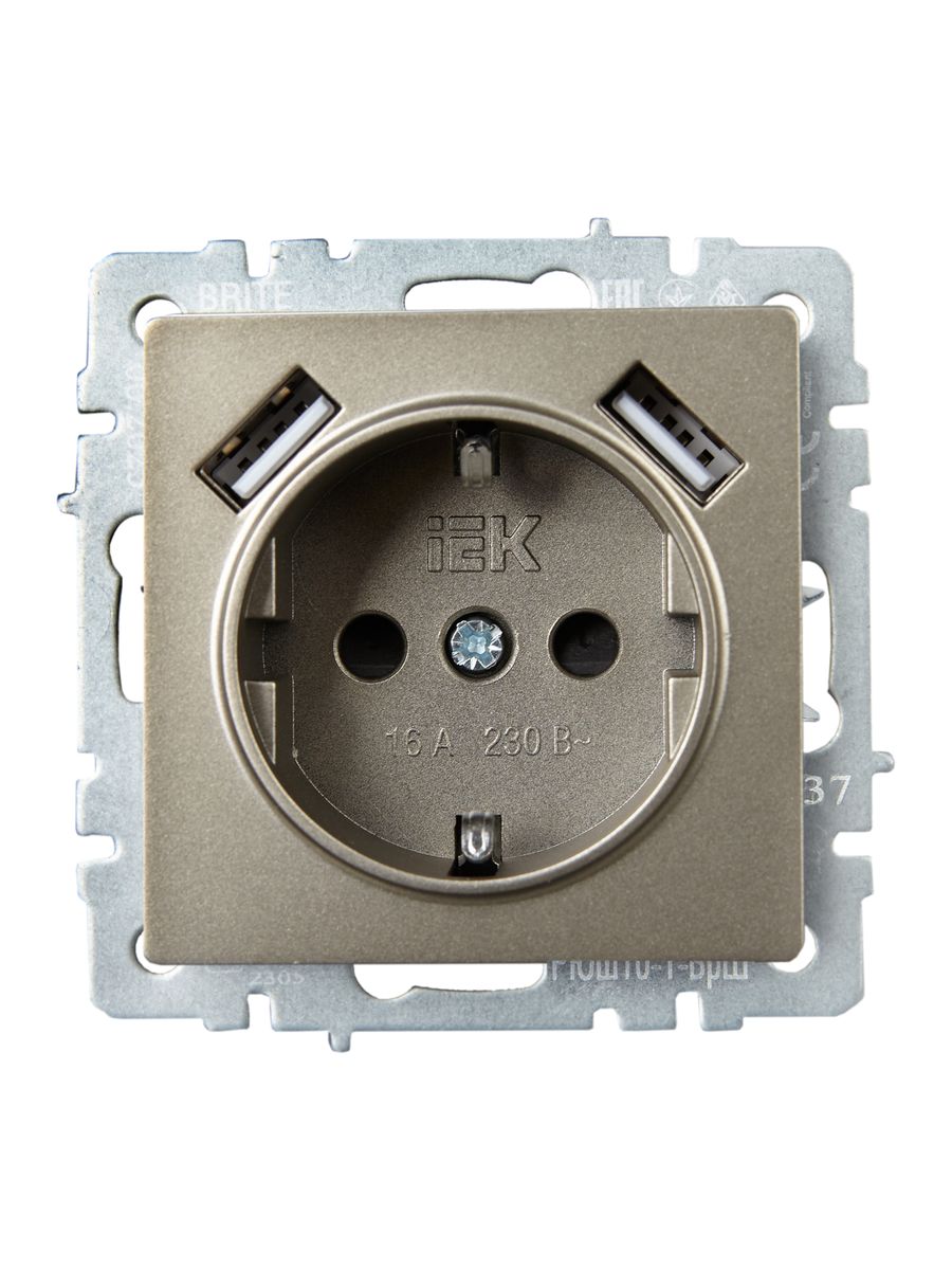 Розетка силовая РЮш10-1-БрШ BR-R14-16-U21-D21-K37