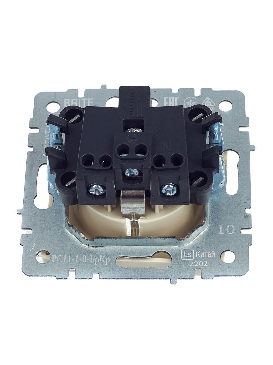 Розетка силовая РС11-1-0-БрКр BR-R11-16-K10