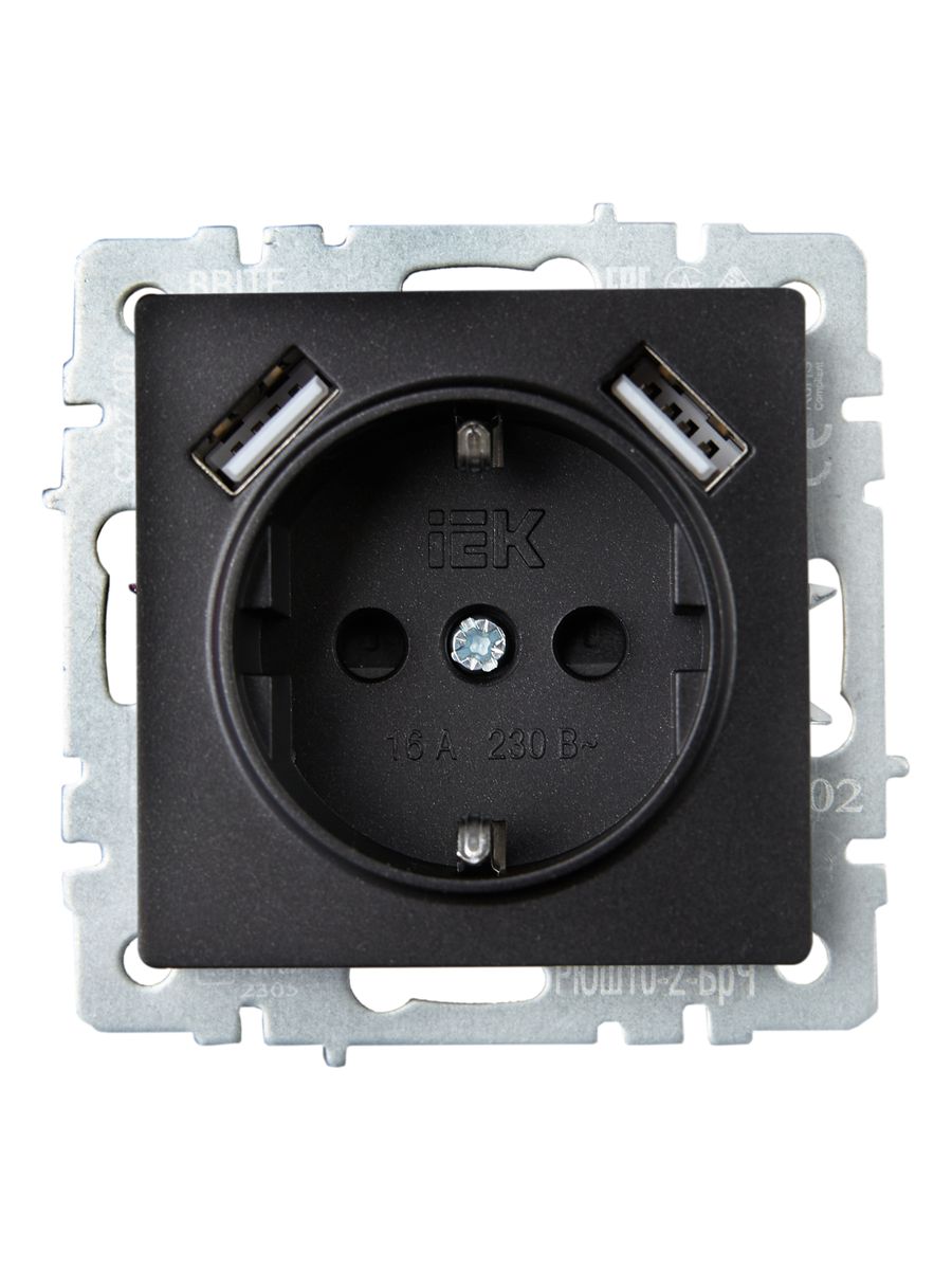 Розетка силовая РЮш10-2-БрЧ BR-R14-16-U21-D31-K02