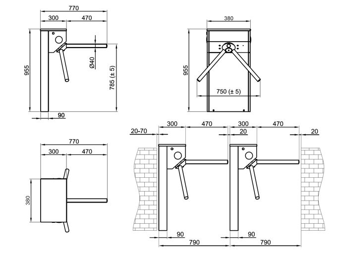 Турникет-трипод STILE 110 001PSMM110E-01