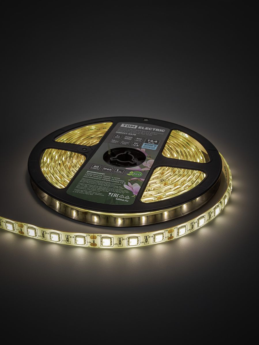Лента светодиодная SMD5050-60 LED/м-IP65-12 В-14,4 Вт/м-4000 К SQ0331-0379