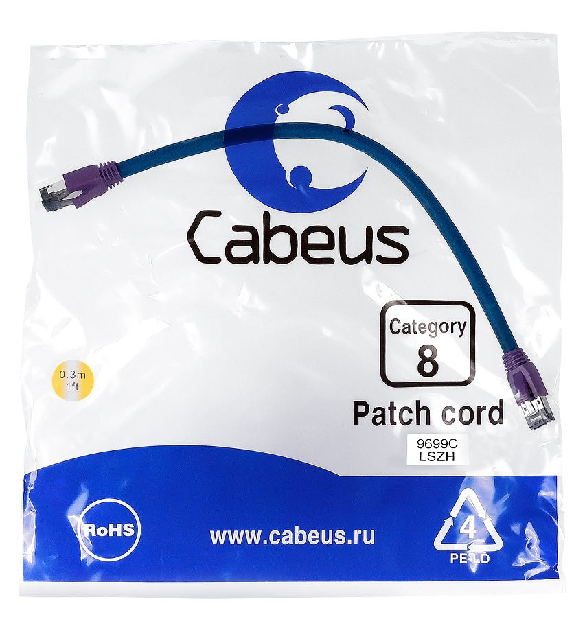 Патч-корд PC-SSTP-RJ45-Cat.8-0.3m-LSZH 9699c