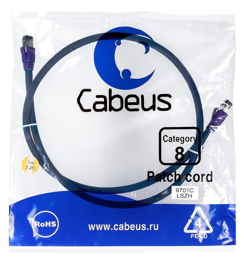 Патч-корд PC-SSTP-RJ45-Cat.8-1m-LSZH 9701c