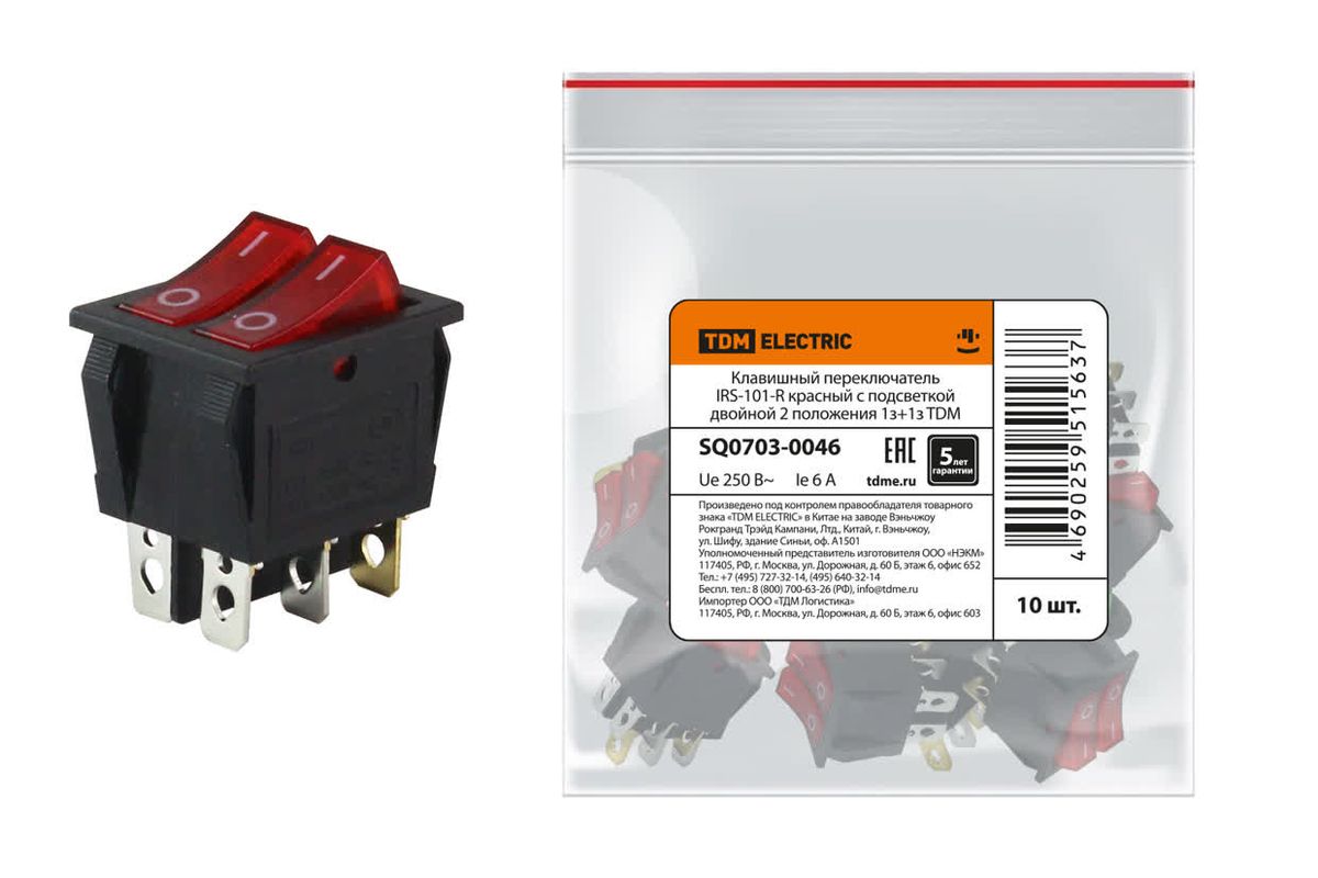 Переключатель кнопочный IRS-101-R SQ0703-0046