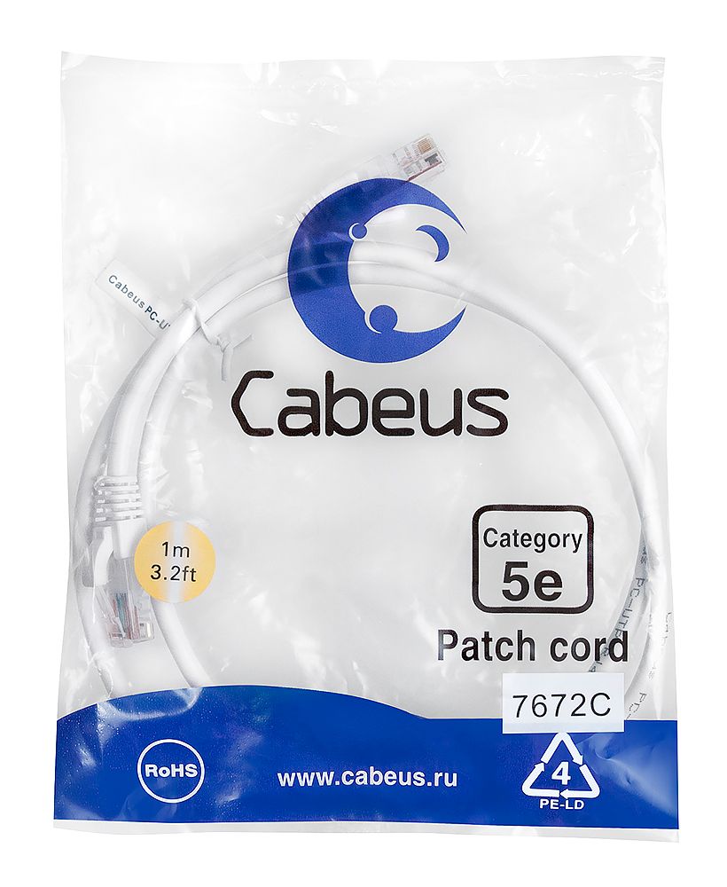 Патч-корд PC-UTP-RJ45-Cat.5e-1m-WH 7672c
