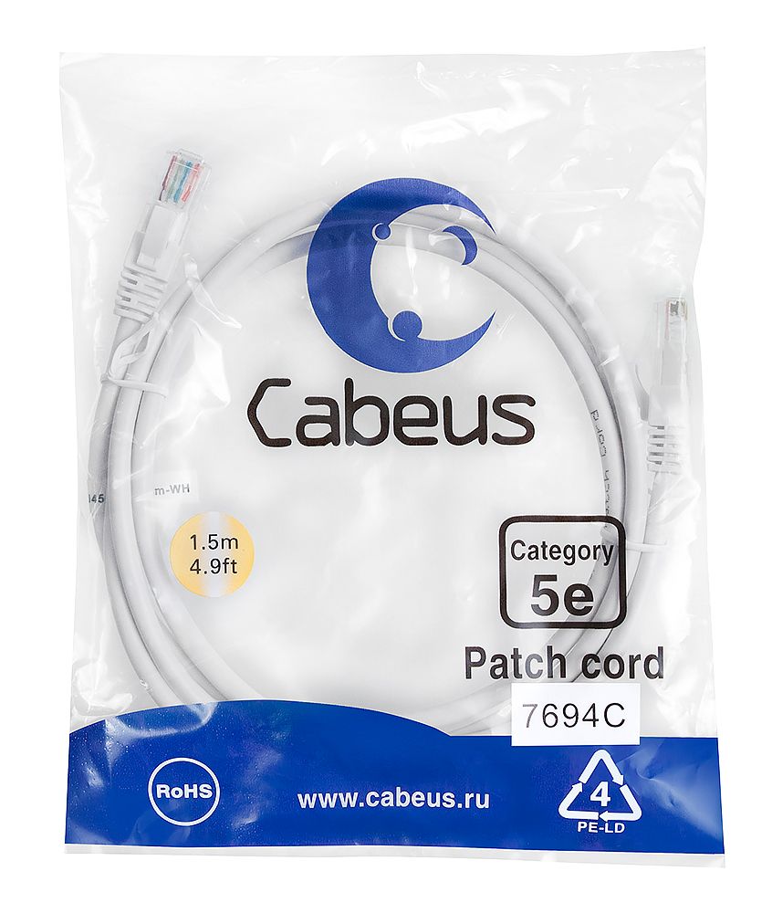 Патч-корд PC-UTP-RJ45-Cat.5e-1.5m-WH-LSZH 9490c