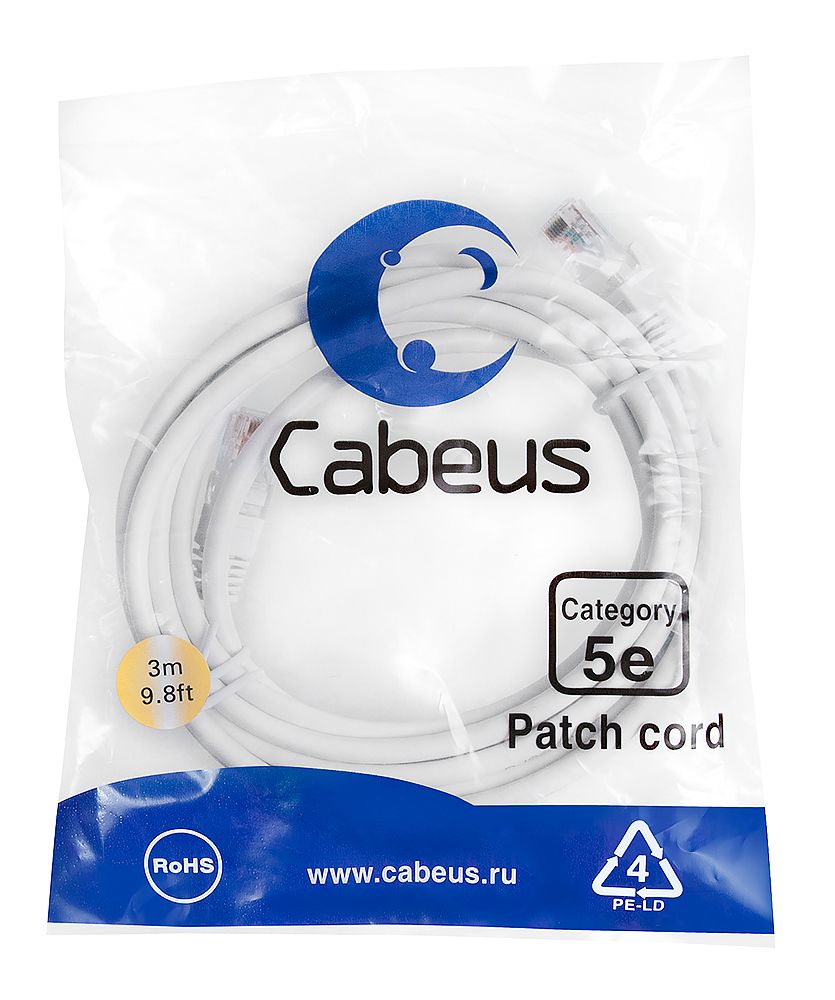Патч-корд PC-UTP-RJ45-Cat.5e-3m-WH-LSZH 9492c