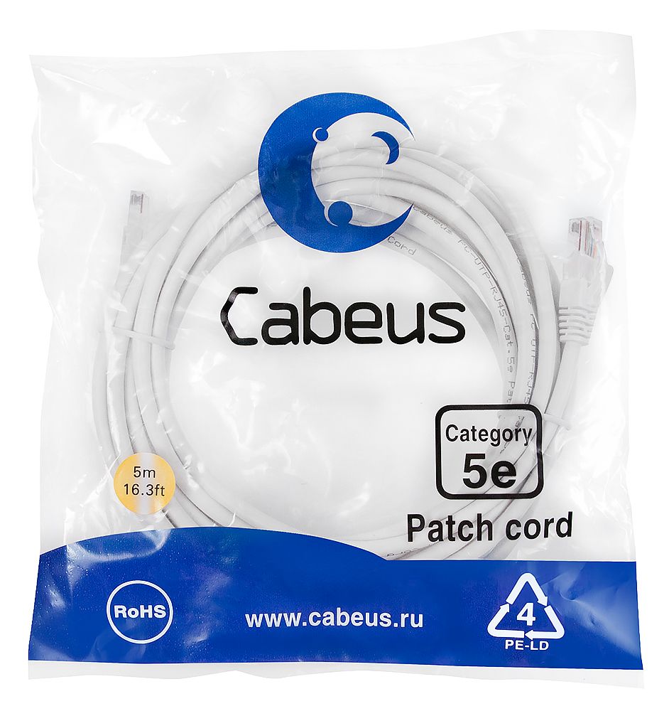 Патч-корд PC-UTP-RJ45-Cat.5e-5m-WH 7687c