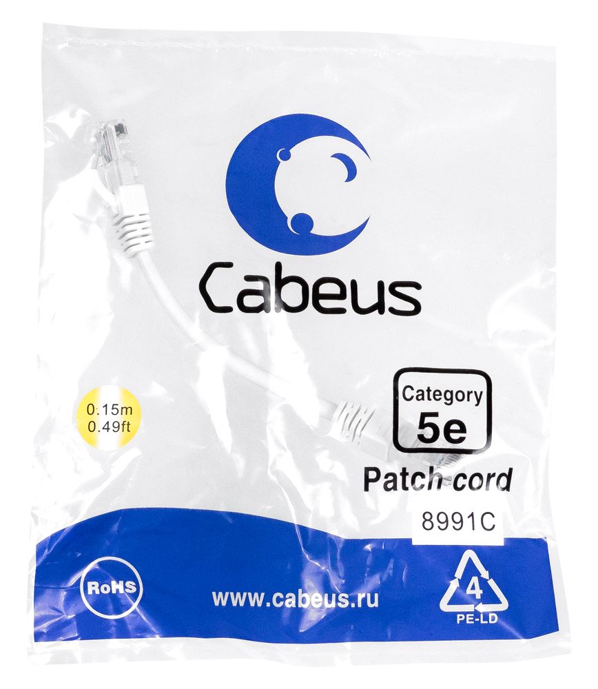Патч-корд PC-UTP-RJ45-Cat.5e-0.15m-WH 8991c