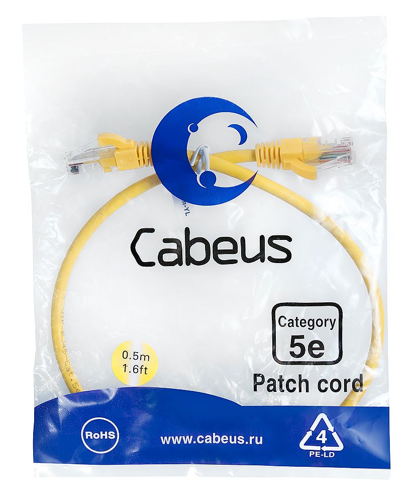 Патч-корд PC-UTP-RJ45-Cat.5e-0.5m-YL 7666c