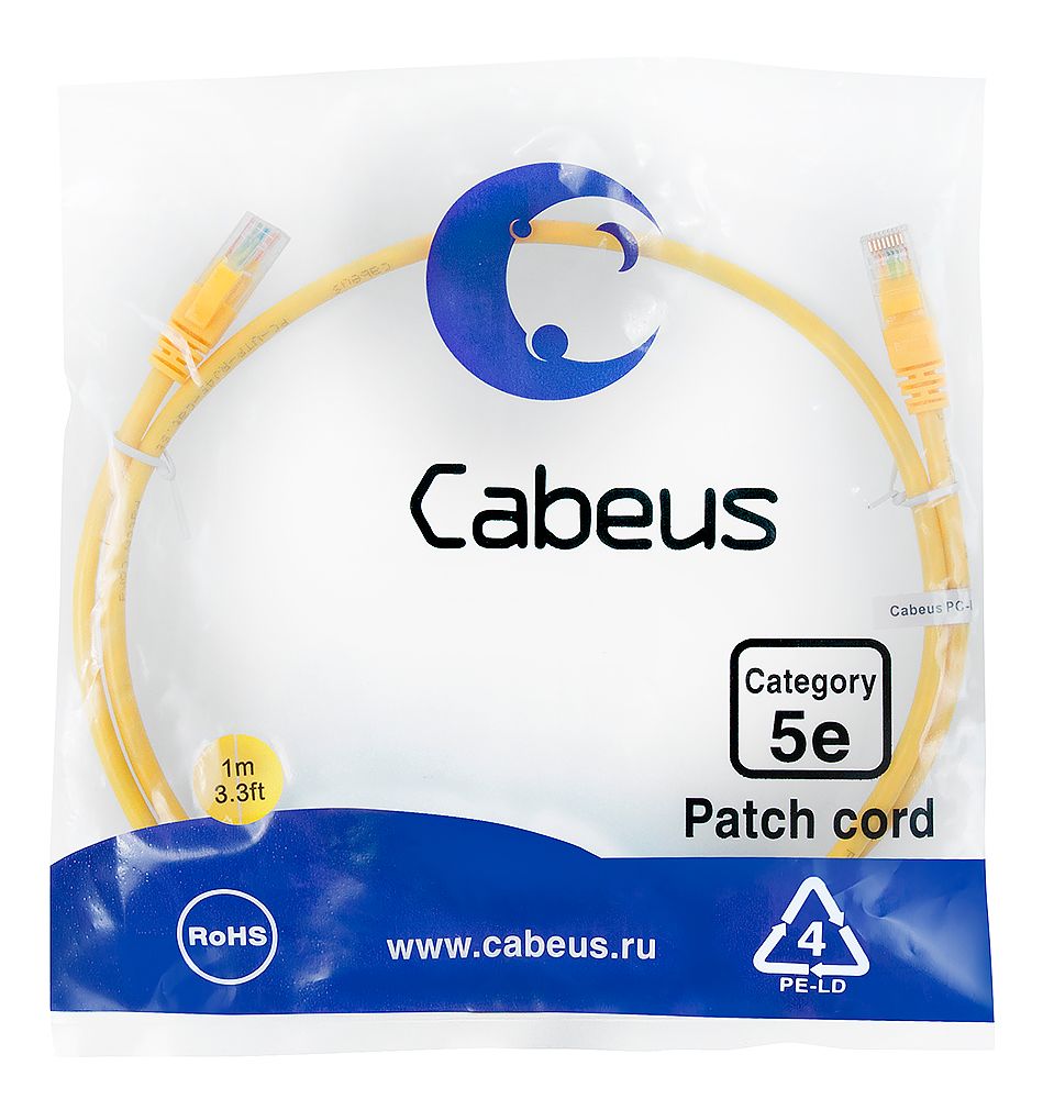 Патч-корд PC-UTP-RJ45-Cat.5e-1m-YL 7673c