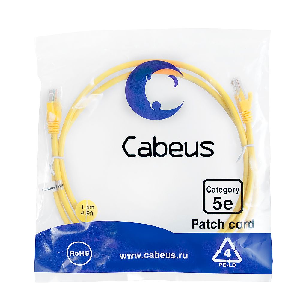 Патч-корд PC-UTP-RJ45-Cat.5e-1.5m-YL 7695c
