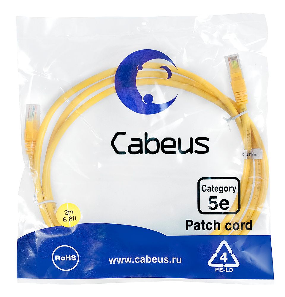 Патч-корд PC-UTP-RJ45-Cat.5e-2m-YL-LSZH 9499c