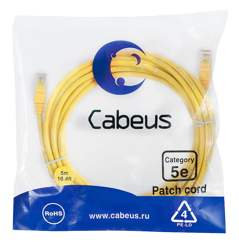 Патч-корд PC-UTP-RJ45-Cat.5e-5m-YL 7688c