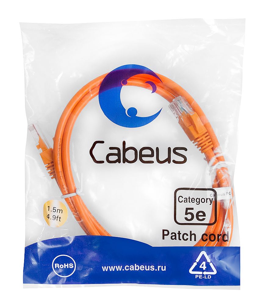 Патч-корд PC-UTP-RJ45-Cat.5e-1.5m-OR 7697c
