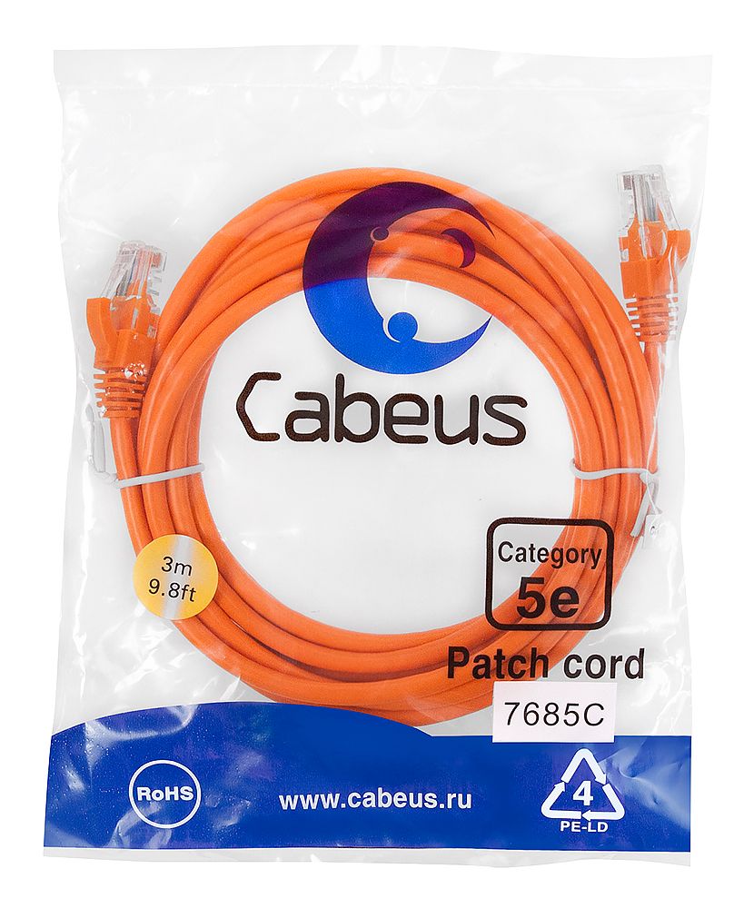 Патч-корд PC-UTP-RJ45-Cat.5e-3m-OR-LSZH 9524c