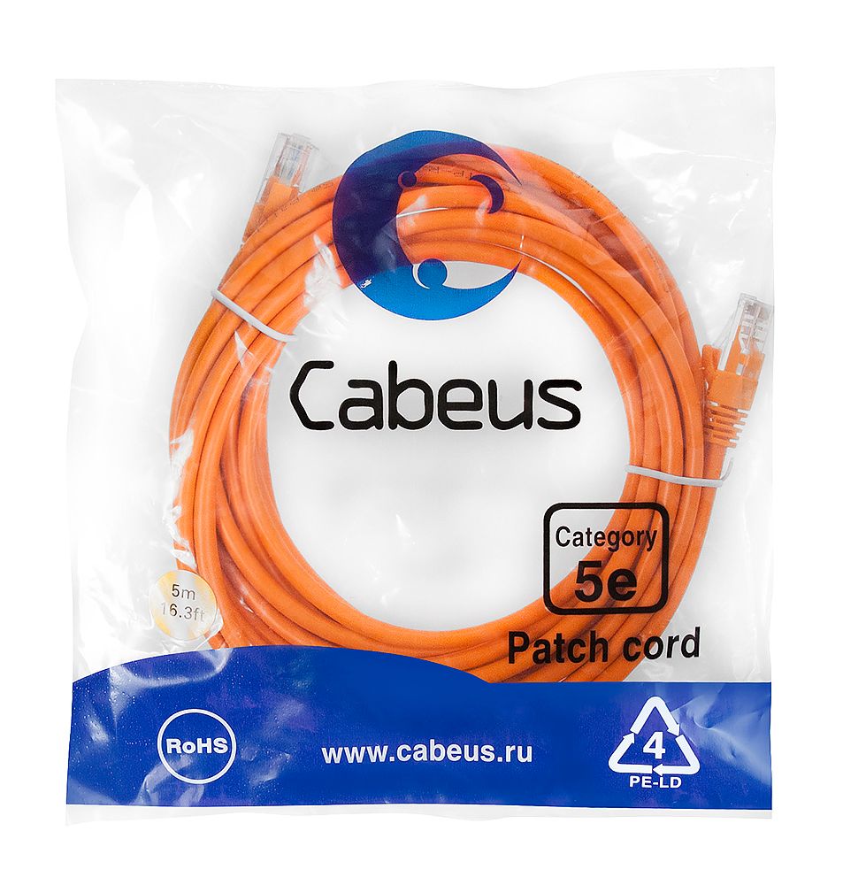 Патч-корд PC-UTP-RJ45-Cat.5e-5m-OR-LSZH 9525c