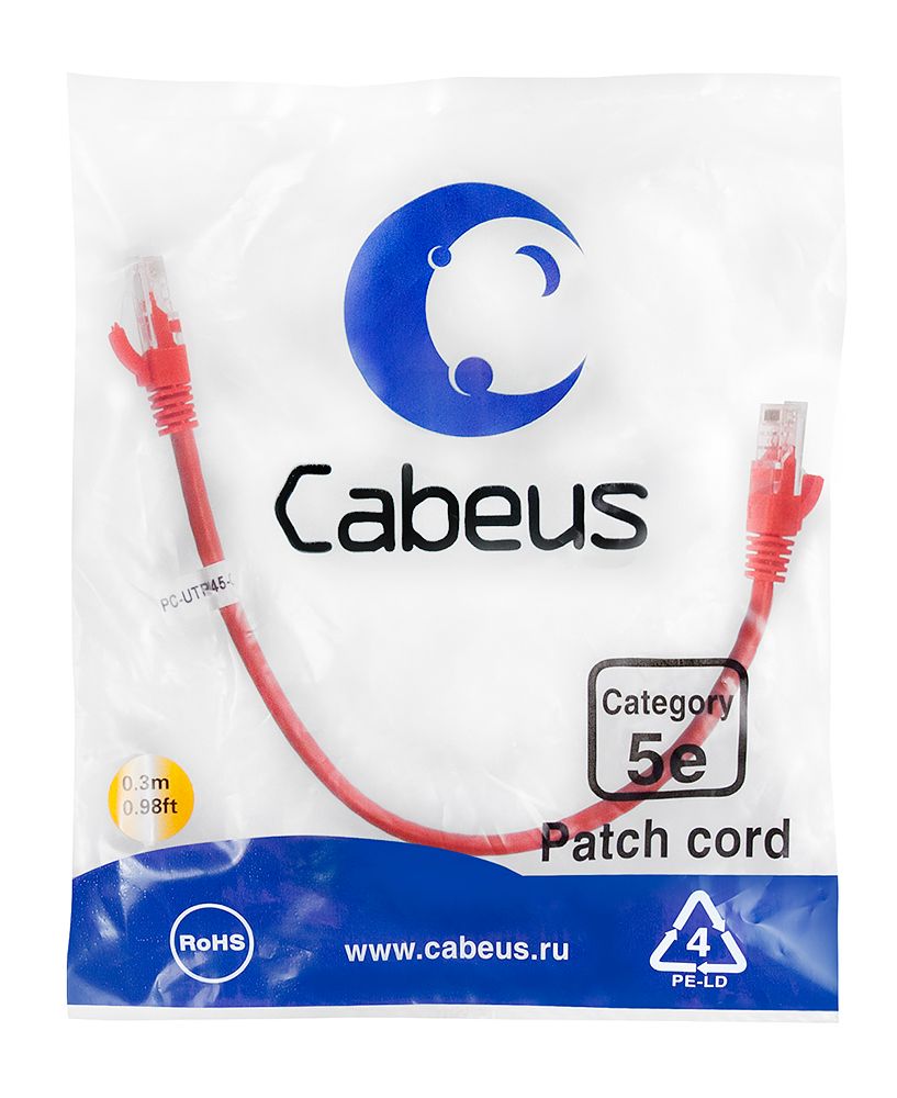 Патч-корд PC-UTP-RJ45-Cat.5e-0.3m-RD 7660c