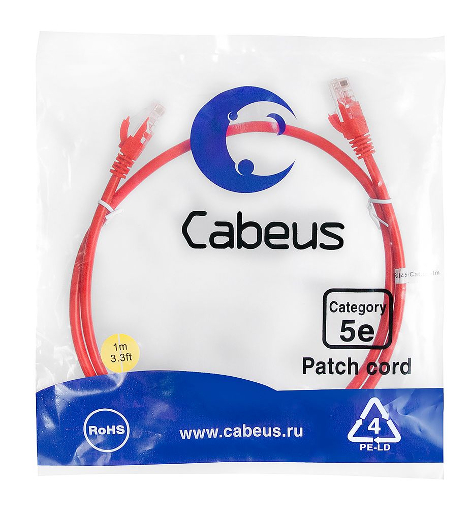 Патч-корд PC-UTP-RJ45-Cat.5e-1m-RD-LSZH 9513c