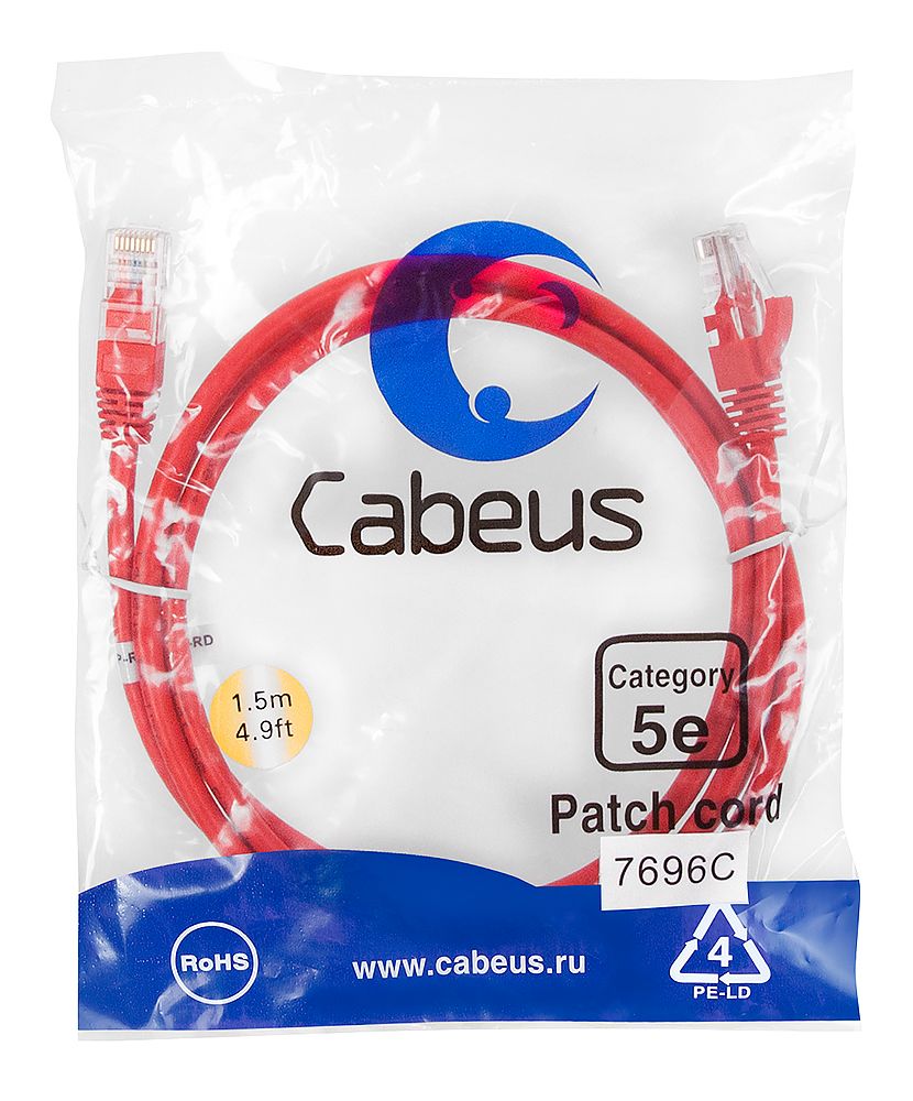 Патч-корд PC-UTP-RJ45-Cat.5e-1.5m-RD 7696c