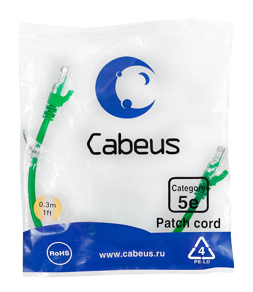 Патч-корд PC-UTP-RJ45-Cat.5e-0.3m-GN-LSZH 9503c