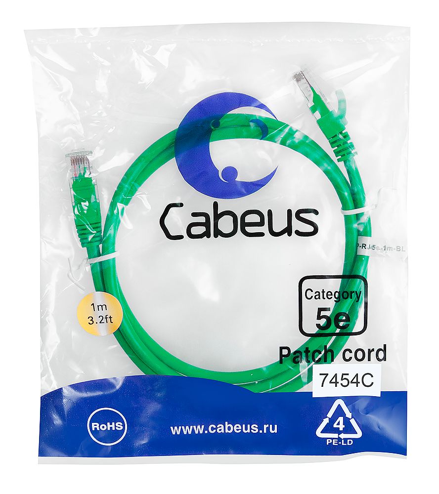 Патч-корд PC-UTP-RJ45-Cat.5e-1m-GN-LSZH 9505c