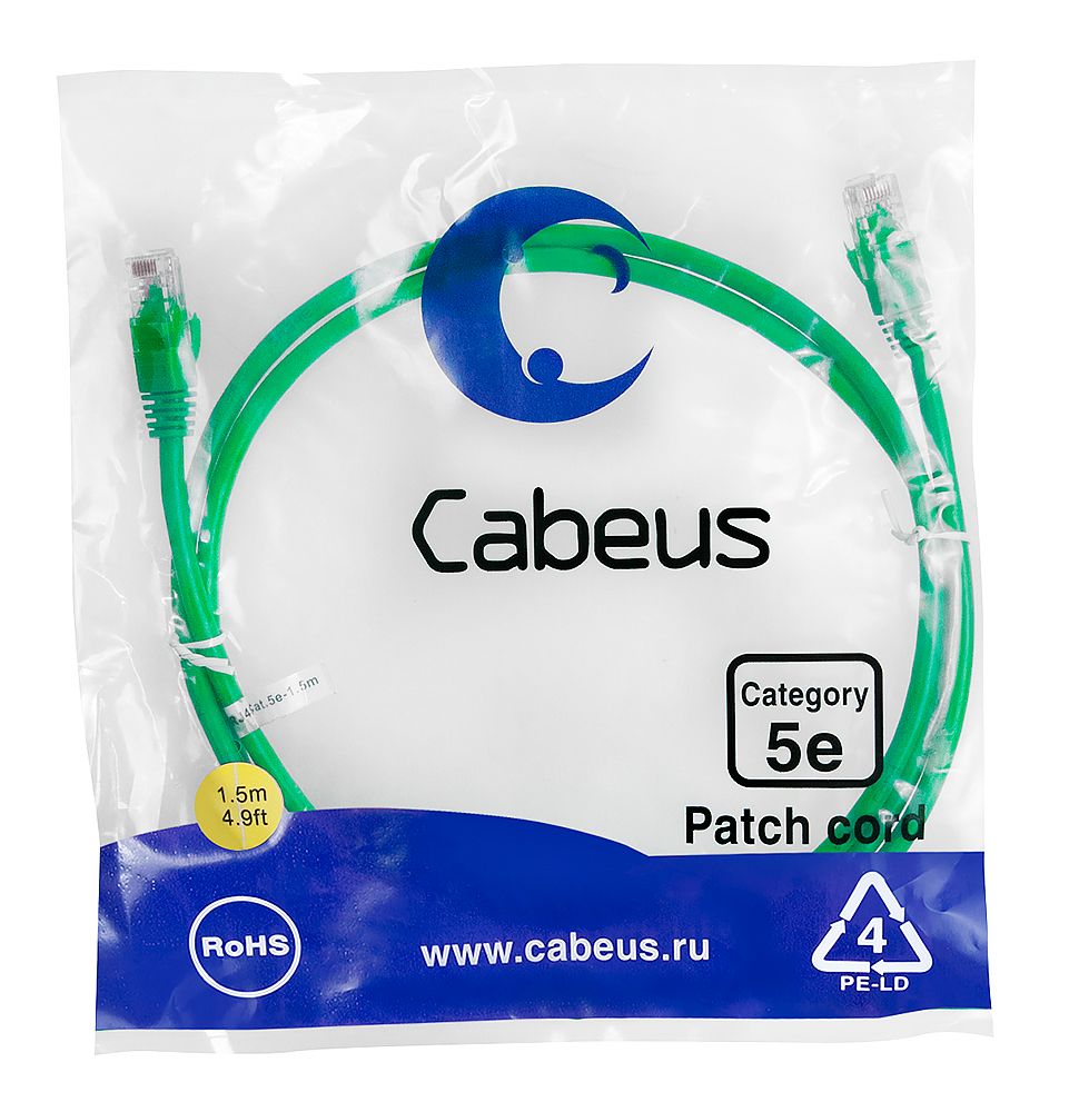 Патч-корд PC-UTP-RJ45-Cat.5e-1.5m-GN 7692c