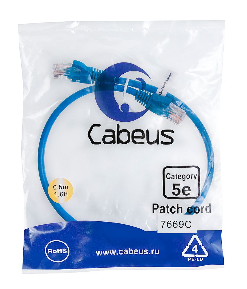 Патч-корд PC-UTP-RJ45-Cat.5e-0.5m-BL 7669c